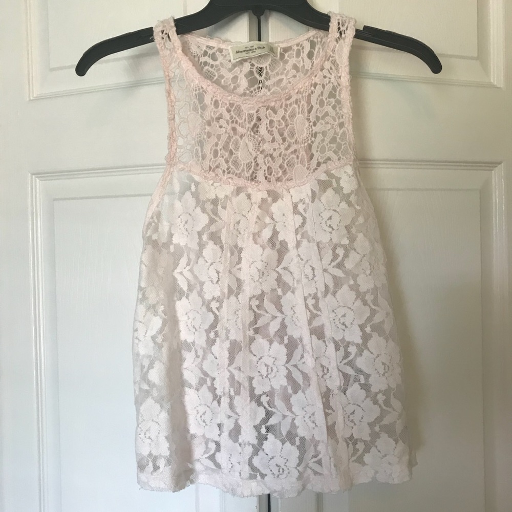 Abercrombie & Fitch Pink Floral Lace Crochet Tank Top Size XS